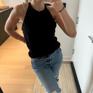High neck black theory tank top size small